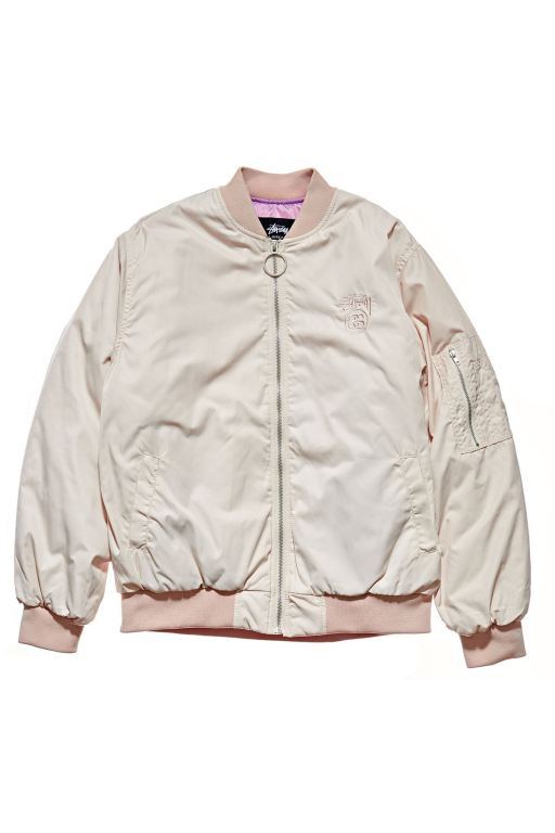 Stussy Womens Stock Bomber Jackets White - NAIYE3026